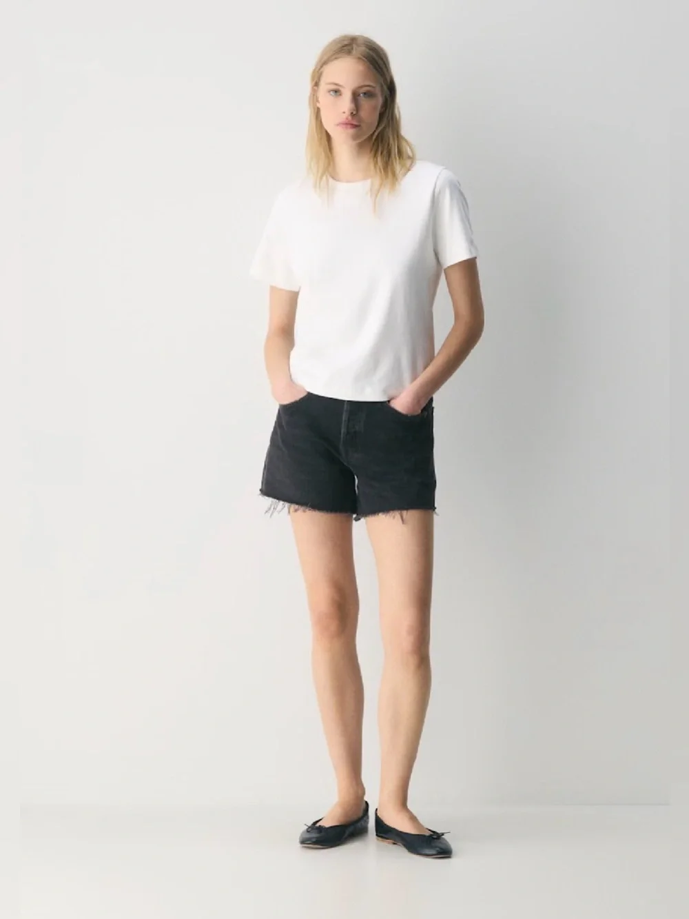 AGOLDE Parker Long Jean Short Mid-rise cut-off denim shorts
